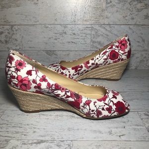 Isaac Mizrahi Live Floral  Wedge Peep toe 6W NEW